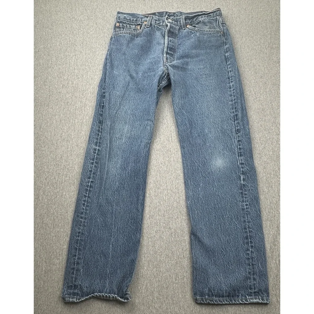 LEVIS 501 xx Made in USA Button Fly Denim Blue Jeans 34x30 90s Y2K Vtg Cotton